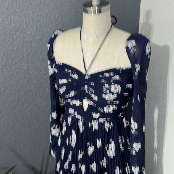 Self Portrait Pansy Print Chiffon Cut Out Midi Dress - Picture 4 of 8